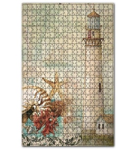 Cakapuzzle Fener Deniz Yıldızı Pusula Gemi Görseli Puzzle Yapboz MDF (Ahşap) (120 Parça)