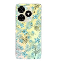 PrintiFy Tecno Spark Go 2024 Uyumlu Kamera Korumalı Floral Su Yeşili Tasarımlı Şeffaf Silikon Kılıf