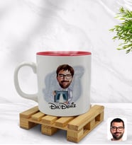 BK Gift Kişiye Özel Erkek Radyolojist Karikatürlü İçi Kırmızı Renkli Kupa Bardak Model 1