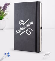 BK Gift Kişiye Özel İsimli Siyah Termo Deri Defter 16x24cm Model 5