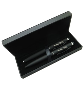 Signator® M500 Mat Siyah Kalem Seti - Roller Kalem + Tükenmez Kalem  İsme Özel Kalem  Hediyelik Kalem (Karışık)