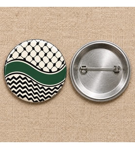 Kufiye Dalgası Filistin Temalı 58 mm İğneli Rozet
