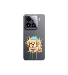 Xiaomi Mi 14 ile Uyumlu Splash Köpek Tasarımlı Şeffaf Silikon Kılıf