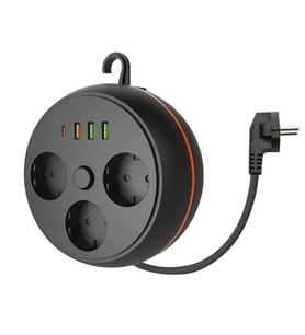 Durukar® 3 Adet Soket,3 Adet USB ve 1 Adet Type-C Girişli Termal Akım Korumalı Makaralı Priz 3395