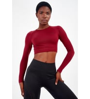 Maraton SlimFit Kadın Bisiklet Yaka  Koyu Kırmızı Crop Top