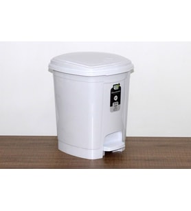Polytime Pedallı Basmalı Çöp Kutusu Kovası / Çıkarılabilir İç Kovalı / Beyaz / 32 Litre / 47x35x35 Cm.