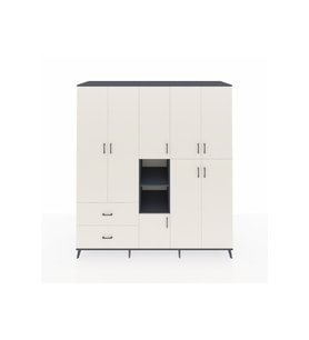 Kronos Dolap 12 Raflı 2 Çekmeceli Tek Askılı 220x59x243 Antrasit-Aytaşı/Aytaşı