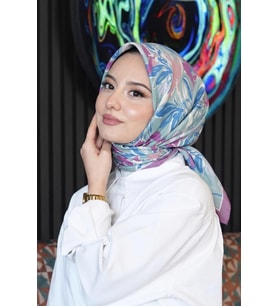 Zambak Çiçek Desen Lavanta Soft Pamuk Eşarp (Standart)