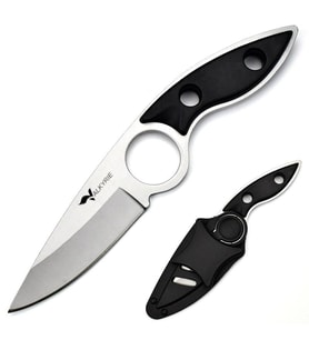 Valkyrie 3CR14MOV Kılıflı Paslanmaz Çelik Parmak Delikli Outdoor Kamp Bıçağı – 17.5 cm Kompakt Gövde (Gümüş)