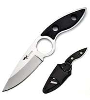 Valkyrie 3CR14MOV Kılıflı Paslanmaz Çelik Parmak Delikli Outdoor Kamp Bıçağı – 17.5 cm Kompakt Gövde (Gümüş)