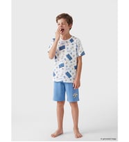 LCW Kids Beyaz Brawl Stars Baskılı Erkek Çocuk Şortlu Pijama Takımı