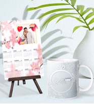 BK Gift Kişiye Özel Yılbaşı Tasarımlı Kupa Bardak ve 13x18cm Fotoğraf Kartlı Şövaleli 2024 Takvim Hediye Seti-50