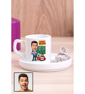 Erkek Biyoloji Öğretmenine Özel Hediye Karikatürlü Concept Türk Kahvesi Fincanı