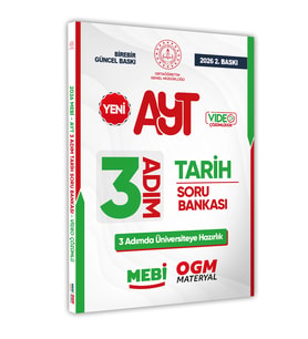 2026 AYT MEBİ-OGM 3 ADIM Tarih Soru Bankası RENKLİ A4 Boyut Video Çözümlü BASKI ÜCRETİ