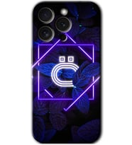 İphone 15 Pro Max Kılıf HD Desen Baskılı Kılıf - Dark Neon Yaprak Ö Harfi