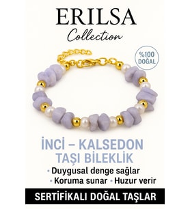 Sertifikalı İnci ve Kalsedon Taşı Bileklik – Duygusal Denge ve Huzur (Mavi)