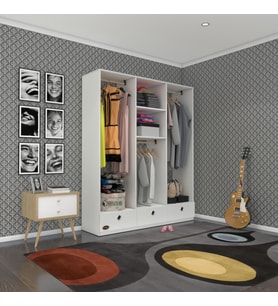 Kenzlife giysi dolabı 3 bölmeli 3 çekmeceli hamit150 byz dolap kapaksız