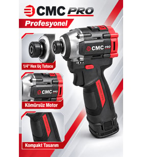 CMC Profesyonel 16V Kömürsüz Akülü Darbeli Vidalama – 180 Nm, Çift 2 Ah Akü, 4 Kademeli