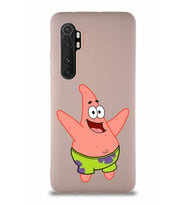 Xiaomi Mi Note 10 Lite Soft Premier Kapak Patrick Yıldız Tasarımlı Silikon Kılıf - Pudra (Şeffaf)