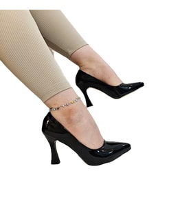 Fiyra 7035 Siyah Rugan İnce Kadeh Topuk Stiletto Topuklu Ayakkabı