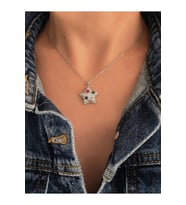 Yıldız Model Renkli Zirkon Taşlı Silver Renk Kolye (Gümüş)