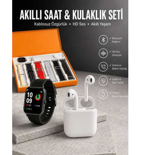 7 Kordonlu Akıllı Saat Ve 2.Nesil Kulaklık Yüksek Ses Kaliteli Uzun Pil Ömrü