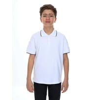 Toontoy Erkek Çocuk  Polo Yaka Kolu Baskılı Tişört (Beyaz)