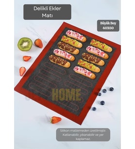 Delikli Ekler Pişirme Matı Çift Taraflı Fırın Matı Silikon Hamur Matı Yapışmaz Büyük Boy 40x60 cm