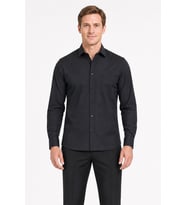 Siyah Sert Yaka Uzun Kol Comfort Fit Pamuklu Gömlek 1004255051