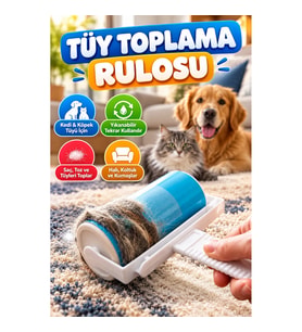 Yıkanabilir Tüy Toplama Rulosu – Kedi Köpek Tüyü, Saç ve Toz Temizleme Aparatı