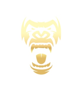 Goril Kafası Sticker17x17 Cm Gold