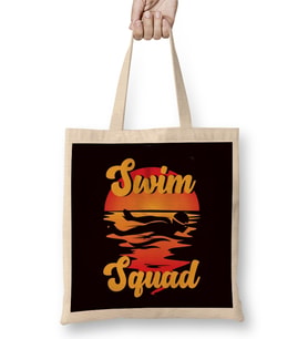 Swim Squad Retro Swimmer Vintage Swimming Sunset Water Sport Bez Çanta Uzun Saplı