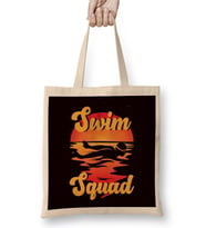 Swim Squad Retro Swimmer Vintage Swimming Sunset Water Sport Bez Çanta Uzun Saplı