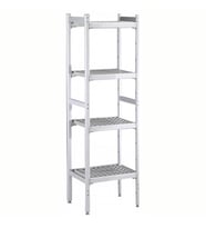 Electrolux Professional Düz Etejer Seti, Aluminyum Ayaklı, 4 Raflı, Her Raf Demonte Polietilen Tabletlerden Oluşur, Tabletler Bulaşık Makinesinde Yıkanabilir - 475x862 Mm, H=1700 Mm BLS862