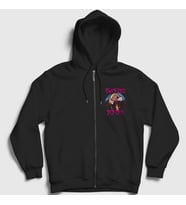 Presmono Unisex Siyah Twisted Sister Fermuarlı Kapüşonlu Sweatshirt 180313tt