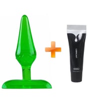 Hızlı Express Erotic Mini 7 CM Vantuzlu Yeşil  Plug  Tıkaç + Kaydırıcı Jel