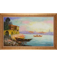 Çerçeveli Paspartulu Manzara Tablo ah1524 (Gold)