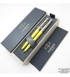 Parker Jotter Original Sarı Tükenmez Kalem + 0.5 Versatil (uçlu) Kalem Set  İsme Özel Kalem  Hediyelik Kalem