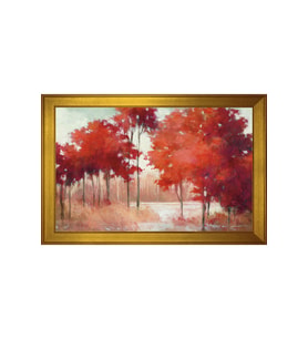 Soyut Ağaçlar Motifli Kanvas Tablo 80 x 110 cm Gold Çerçeve