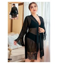 HotFlirt NL 3430 Büyük Beden Tül Sabahlık Takım