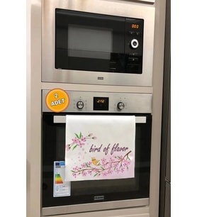 Valerine Life Lezzet Kuşu Pembe Mutfak Kurulama Fırın Beyaz El Havlusu %100 Pamuklu 35x50cm 2 Adet