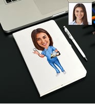 Kişiye Özel Doktor Tasarımlı Karikatürlü Beyaz Defter Kalem Seti 90