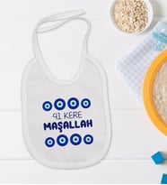 BK Kids Maşallah Tasarımlı Beyaz Bebek Mama Önlüğü-2