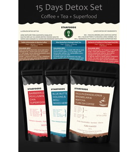15 Days Detox Set Coffee + Tea + Superfood İnülin Bromelain Türk Kahvesi Detox Çayı Chia Detoks Seti