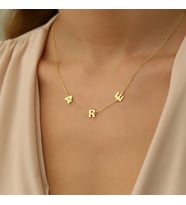 Kişiye Özel 925 Ayar Gümüş 3 Harf Kolye (Gold)