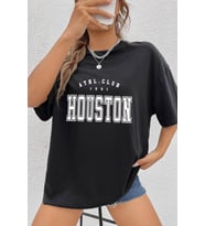 Unisex Houston Baskılı T-shirt (Siyah)