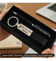 İsme Özel Kutulu Metal İmza Kalemi Ve Anahtarlık Hediye Seti