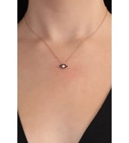 925 Ayar Rose Kaplama Siyah Beyaz Zirkon Göz Kolye