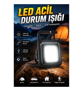 Mıknatıslı USB Şarjlı 800 Lümen LED Acil Durum Feneri