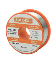 Soldex Kurşunlu Lehim Teli 1.2mm 200Gr  Sn40 Pb60
